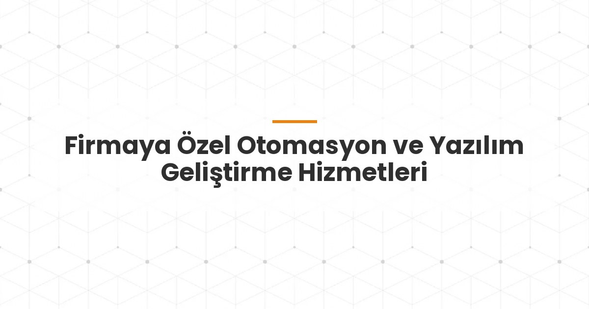 Firmaya Özel Otomasyon ve Yazılım Geliştirme Hizmetleri