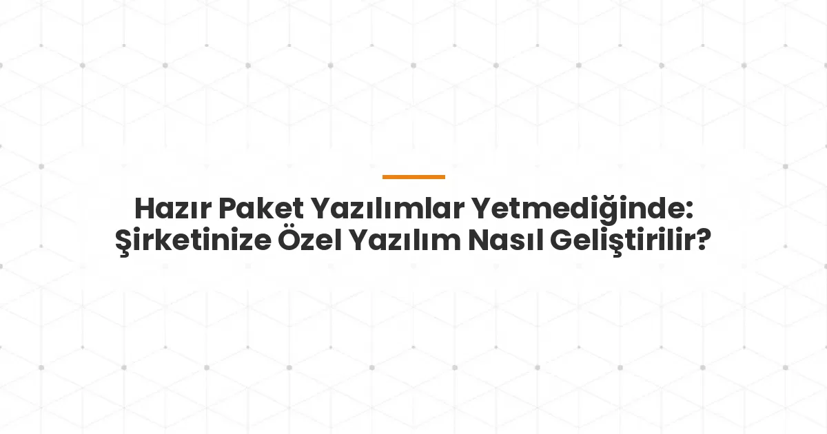 Hazır Paket Yazılımlar Yetmediğinde: Şirketinize Özel Yazılım Nasıl Geliştirilir?
