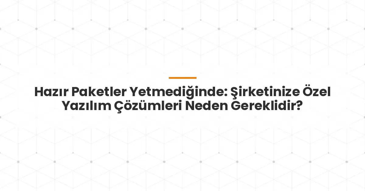Hazır Paketler Yetmediğinde: Şirketinize Özel Yazılım Çözümleri Neden Gereklidir?