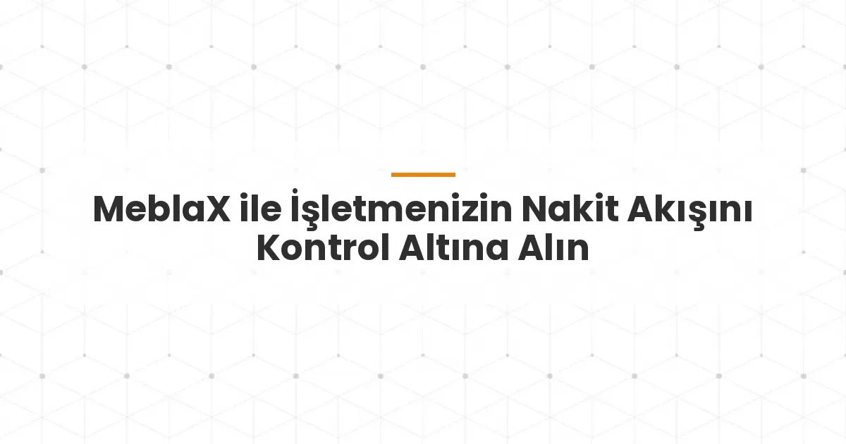 MeblaX ile İşletmenizin Nakit Akışını Kontrol Altına Alın