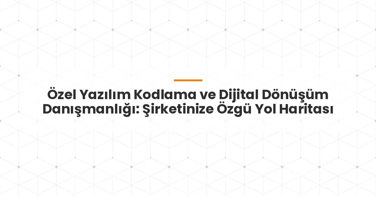 Özel Yazılım Kodlama ve Dijital Dönüşüm Danışmanlığı: Şirketinize Özgü Yol Haritası