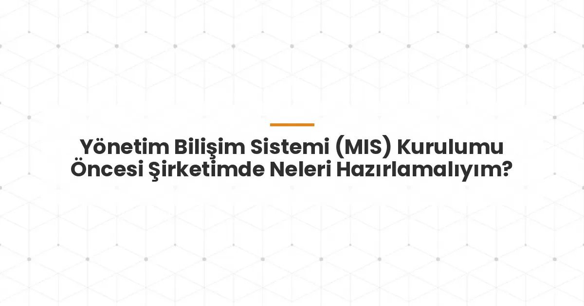 Yönetim Bilişim Sistemi (MIS) Kurulumu Öncesi Şirketimde Neleri Hazırlamalıyım?